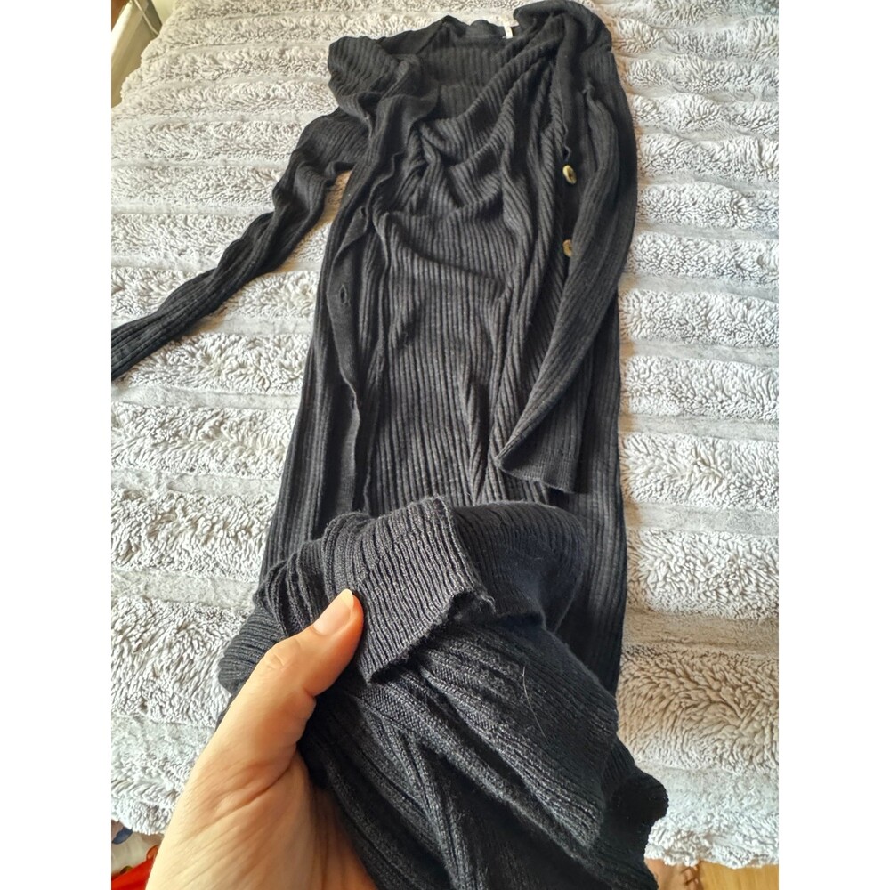 Free People long black ribbed cardigan - Picture 7 of 8